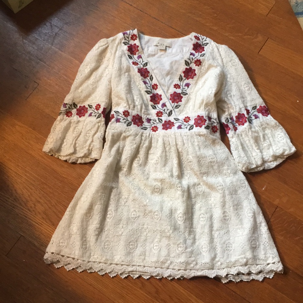 Forever 21 Crochet Top With Floral Embroidery